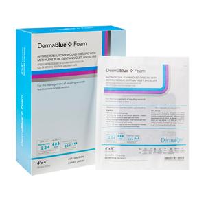 DermaBlue+ Foam PU/Plyethr Wound Dressing 4x4x.25 Strl Lg NAdh NAdh Hi Abs LF