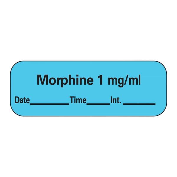 Anesthesia Label Morphine 1mg/ml Blue 1-1/2x1/2" 600/Rl