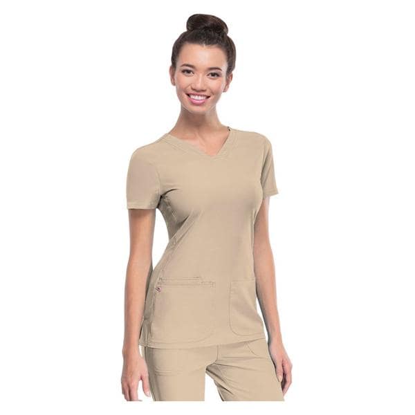 HeartSoul Scrub Shirt V-Neck Large Khaki Womens Ea