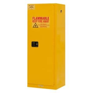 Safety Cabinet Red/Yellow 23-5/16x18-1/8x65" 3-Point Lock Stl f/ Flmbl Chmcls Ea
