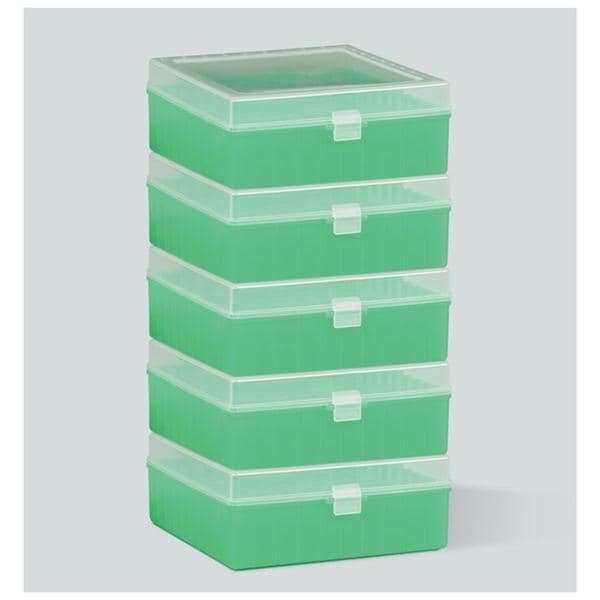 Fisherbrand Cryo Tube Storage Box Polypropylene Green 5/Pk