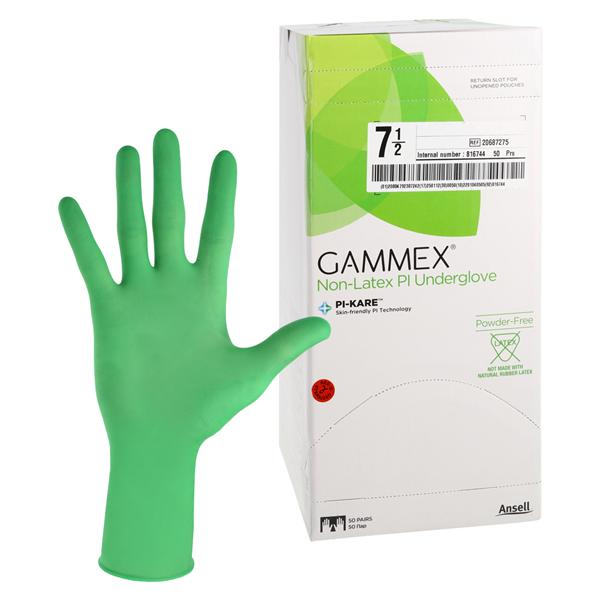 GAMMEX Non-Latex PI Underglove Polyisoprene Surgical Gloves 7.5 Green 50Pr/Bx, 4 BX/CA