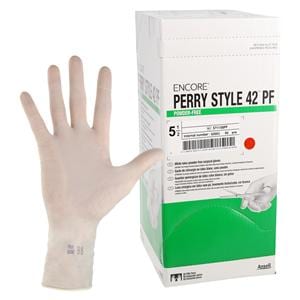 ENCORE Perry Style 42 PF Latex Surgical Gloves 5.5 Natural 50Pr/Bx