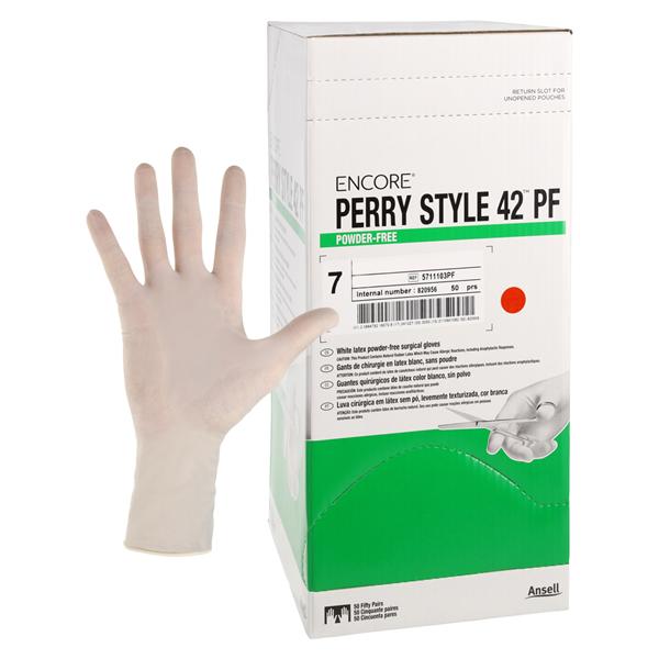 ENCORE Perry Style 42 PF Latex Surgical Gloves 7 Natural 50Pr/Bx