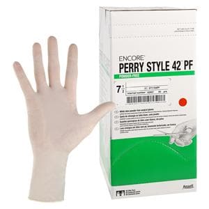 ENCORE Perry Style 42 PF Latex Surgical Gloves 7.5 Natural 50Pr/Bx