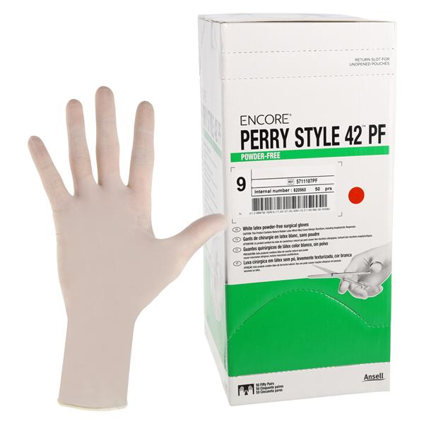 ENCORE Perry Style 42 PF Latex Surgical Gloves 9 Natural 50Pr/Bx
