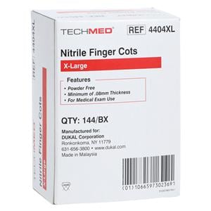 Tech-Med Nitrile Pre-Rolled Finger Cots X-Large White 144/Bx