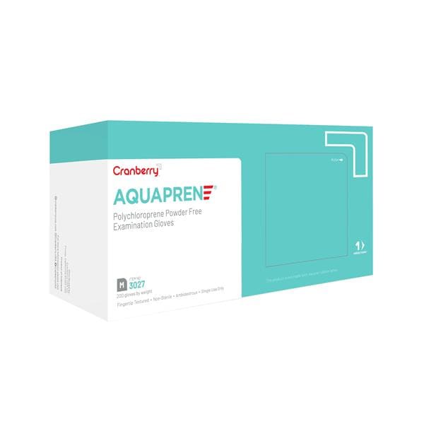 AquaPrene Chloroprene Exam Gloves Medium Aqua Non-Sterile, 10 BX/CA