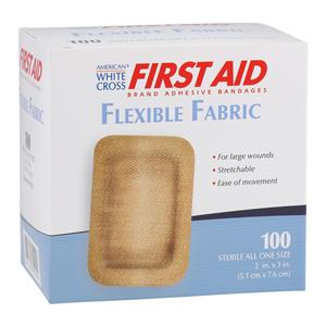 American White Cross Adhesive Bandage Fabric 2x3" Tan Sterile 100/Bx, 12 BX/CA