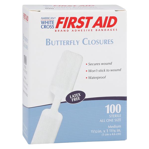 American White Cross Wound Closure Strip 13/32x1-13/16" White 100/Bx, 12 BX/CA