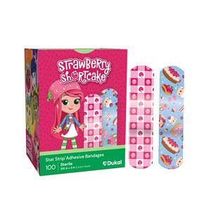 Stat Strip Adhesive Bandage Plastic 3/4x3" Strawberry Shortcake Sterile 100/Bx