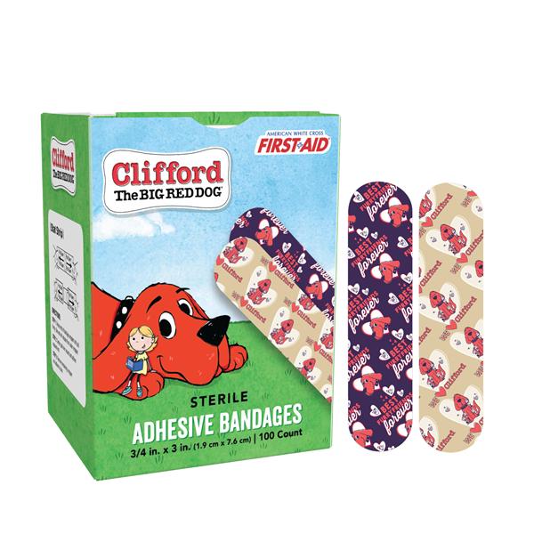 Bandage Adhesive Coating 3/4x3" Clifford the Big Red Dog 100/Bx, 12 BX/CA