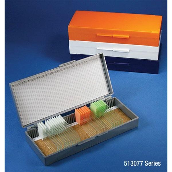 Microscope Slide Storage Box White 50 Position Ea
