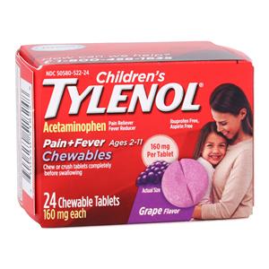 Tylenol Children Chewable Tablets Grape 24/Bt
