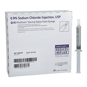 Normal Saline IV Flush Solution 0.9% Posi-flush Prefilled Syringe 10mL 480/Case