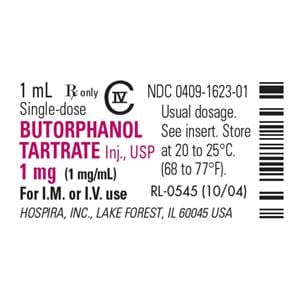 Butorphanol Tartrate Injection 1mg/mL SDV 1mL 10/Package