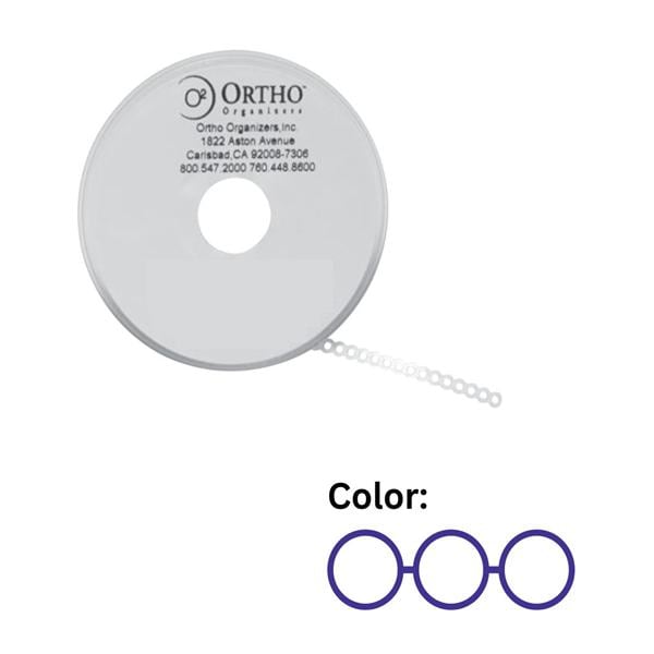 Ortho Organizers Chain Elastic Standard 15 Feet Latex-Free Purple Ea