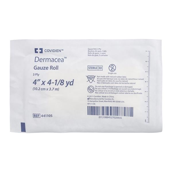 Dermacea Gauze Bandage Cotton Fluff 4"x4.1yd 3 Ply Sterile Ea