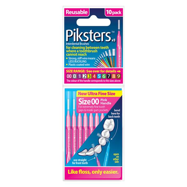 Piksters Interdental Brush Size 00 Pink 10Pk/Bx, 10 BX/CA