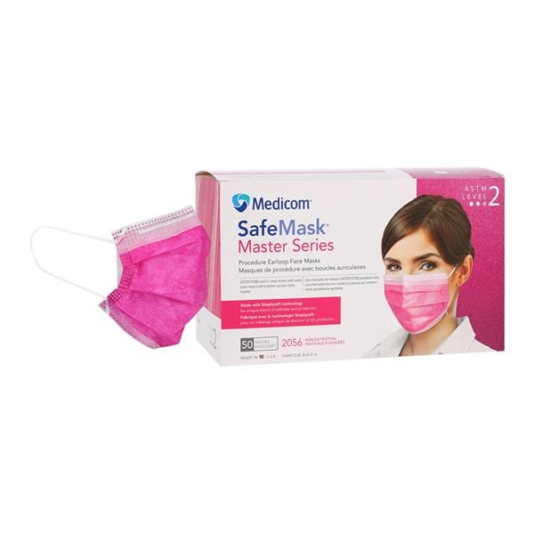 SafeMask Master Series Procedure Mask ASTM Level 2 Azalea Adult 50/Bx