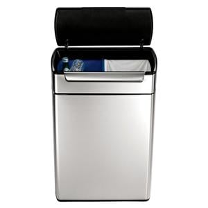 12.7 Gal Touch-Bar Dl Cmprt Recycling Trash Cn Brushed SS Ea