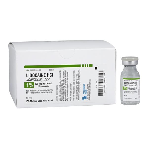 Lidocaine HCl Injection 1% MDV 10mL 25/Package
