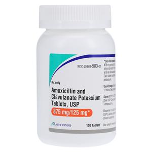 Amoxicillin/Clavulanate Potassium Tablets 875mg/125mg Bottle 100/Bottle