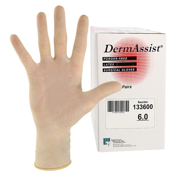 DermAssist Latex Surgical Gloves 6 Natural 50/Bx, 4 BX/CA