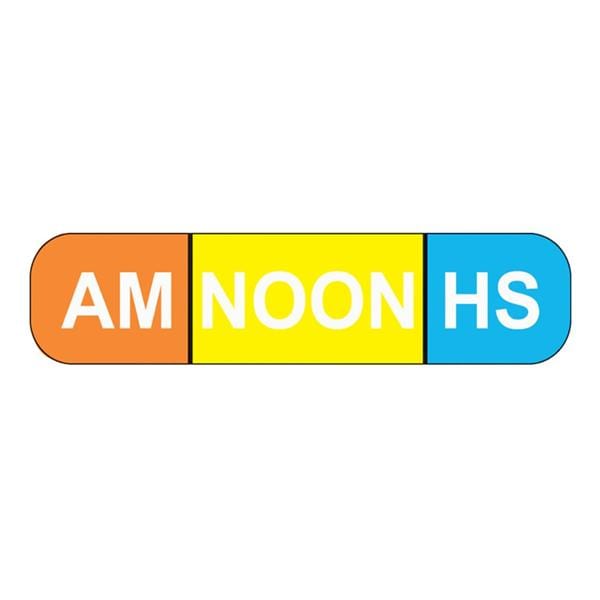 Labels AM NOON HS Assorted 1-5/8x3/8" 1000/Pk
