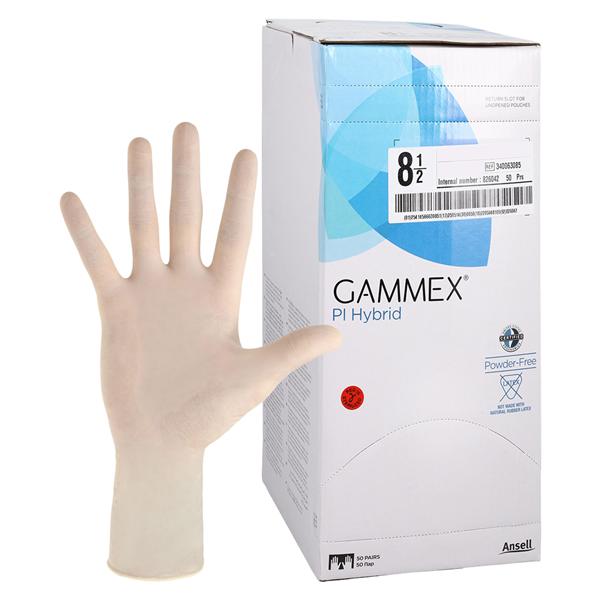 GAMMEX PI Hybrid Polyisoprene / Neoprene Surgical Gloves 8.5 Natural 50Pr/Bx, 4 BX/CA