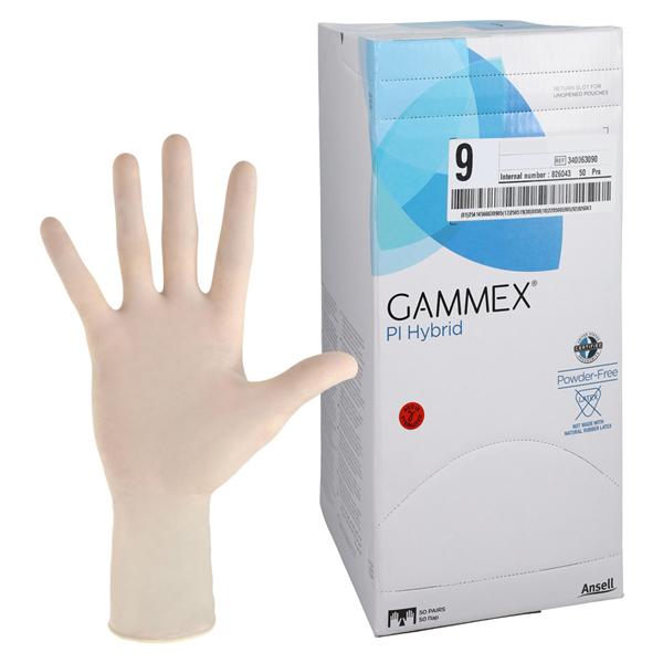 GAMMEX PI Hybrid Polyisoprene / Neoprene Surgical Gloves 9 Natural 50Pr/Bx, 4 BX/CA