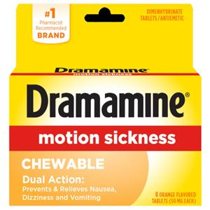 Dramamine Chewable Tablets 50mg Orange 8/Bx, 24 BX/CA
