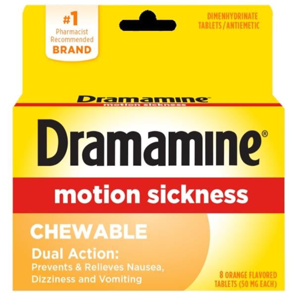 Dramamine Chewable Tablets 50mg Orange 8/Bx, 24 BX/CA