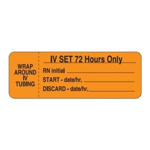 IV Label Wraparound Paper I.V. Set 72 FlurOrng 3x1" 1-1/2" Core 1000/Rl