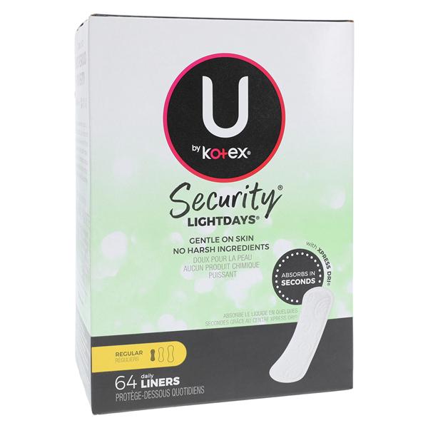 U by Kotex Panty Liner Regular Light White Disposable Fragrance Free 64/Pk, 8 PK/CA