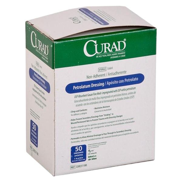 Curad Petrolatum Gauze Dressing 1x8" Sterile Not Made With Natural Rubber Latex
