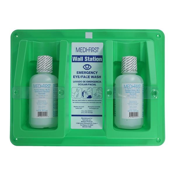 Medi-First First Aid Eye Wash Wall Station 2 Bottles 16oz Ea