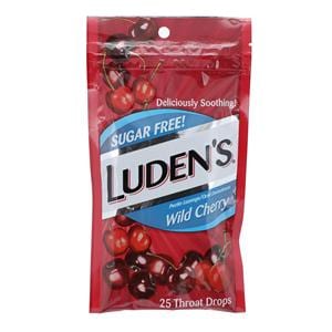 Ludens Sore Throat Drops Sugar Free Wild Cherry 25/Bg
