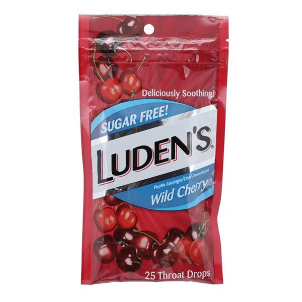 Ludens Sore Throat Drops Sugar Free Wild Cherry 25/Bg