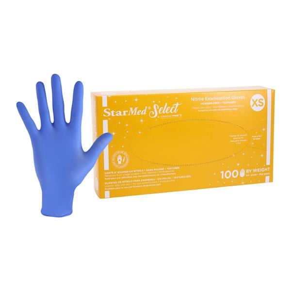 velvet Nitrile Exam Gloves X-Small Violet Blue Non-Sterile