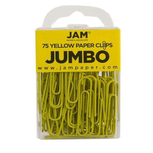 JAM Paper Paper Clips Jumbo 2" 25-Sheet Capacity Yellow 75/Pk
