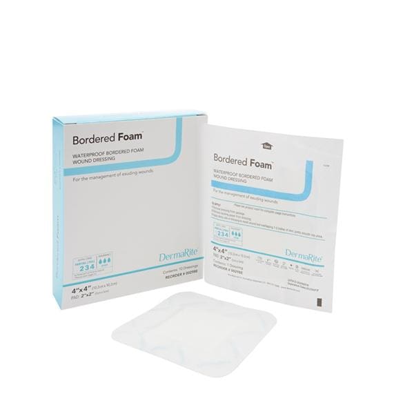 Bordered Foam Hydrophilic Foam Island Dressing 4x4" Strl Sq Adhs Wht Hi Abs LF