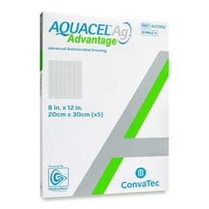 Aquacel Ag Advantage Hydrfbr Antimicrobial Wound Dressing 12x8 Strl Rect NAdh