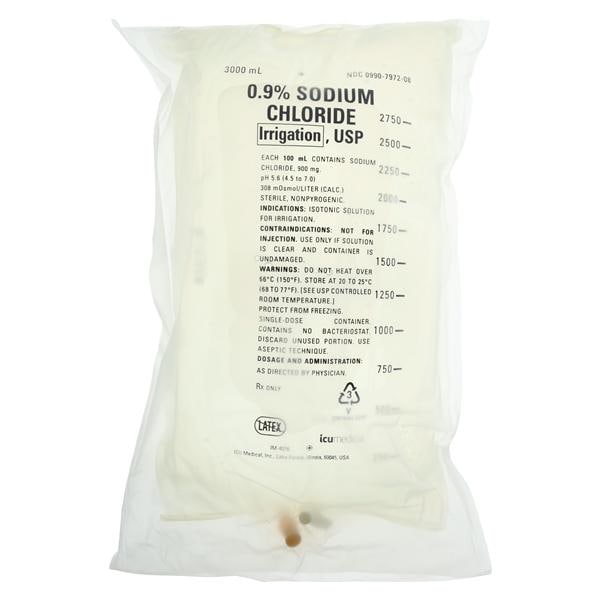Irrigation Solution Sodium Chloride 3000mL Flexible Bag Container...