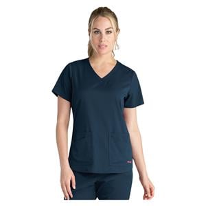 Greys Anatomy Stretch Scrub Top V-Neck 4 Pockets Large Steel Womens Ea