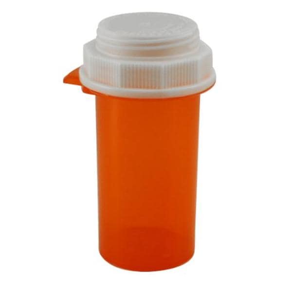 Push Tab Vial 30 Dram Amber/White Disposable 105/Ca