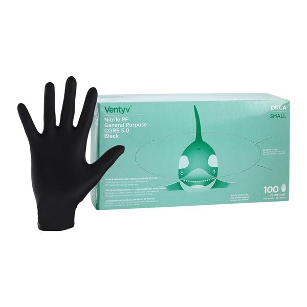 Orca Nitrile General Purpose Gloves Small Black 100/Bx