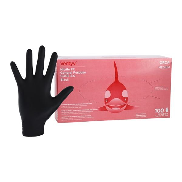 Orca Nitrile General Purpose Gloves Medium Black 100/Bx, 10 BX/CA