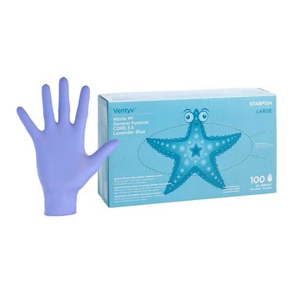 Starfish Nitrile General Purpose Gloves Large Lavender Blue 100/Bx