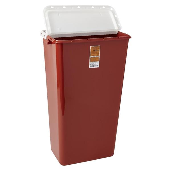 Sharps Container 18gal Red 12.5x12x28" Hinge Lid Locking Lid Plastic 5/Ca